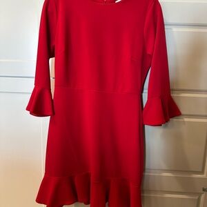 Elegant Red Dress with Ruffle Sleeves